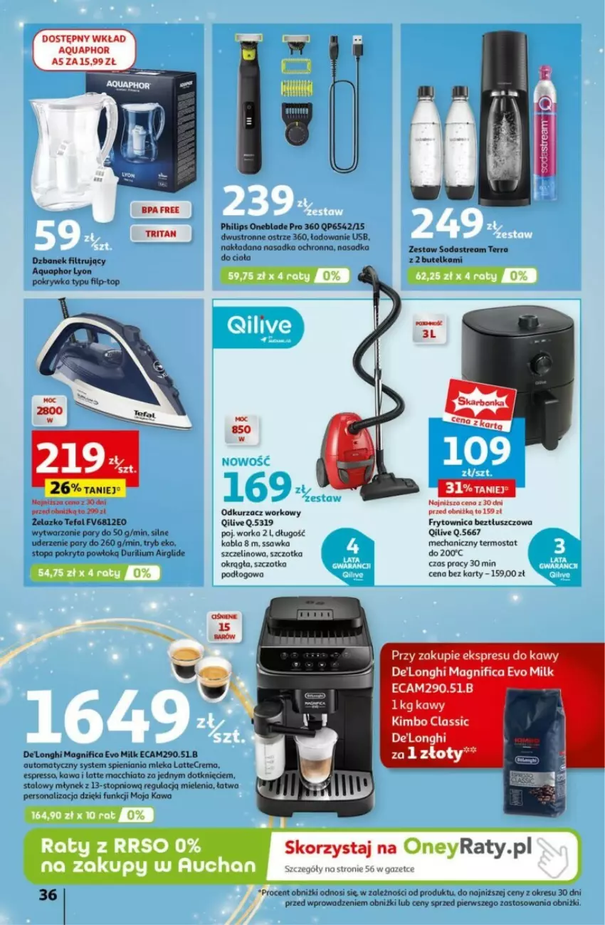 Gazetka promocyjna Auchan - ważna 12.12 do 18.12.2024 - strona 39 - produkty: Aquaphor, Chia, Dzbanek, Dzbanek filtrujący, Fa, Kawa, Młynek, Odkurzacz, Orka, Philips, Philips OneBlade, Szczotka, Tefal, Termos, Top