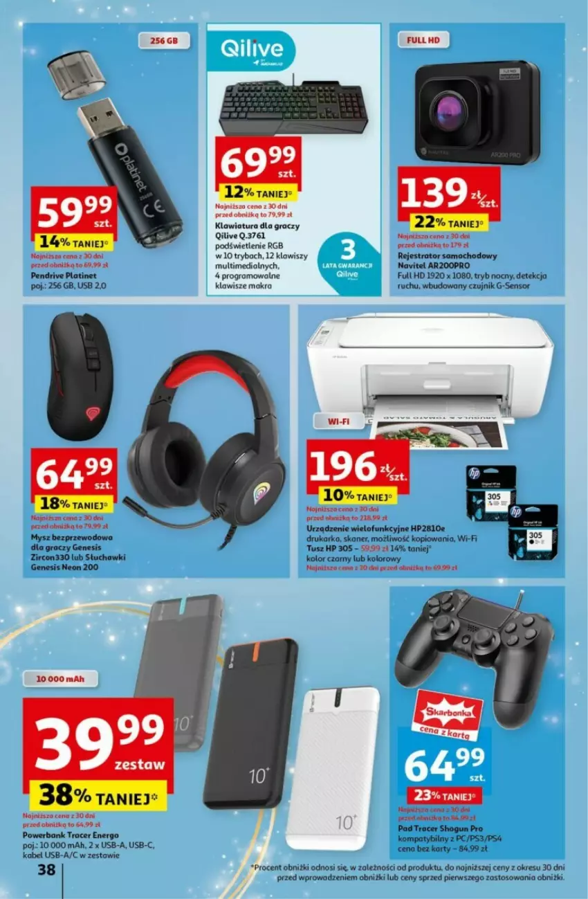 Gazetka promocyjna Auchan - ważna 12.12 do 18.12.2024 - strona 41 - produkty: Acer, Drukarka, Gra, HP, Kabel USB, Klawiatura, Navitel, Pendrive, PLATINET, Powerbank, Ryba, Skaner, Słuchawki, Tusz, Urządzenie wielofunkcyjne