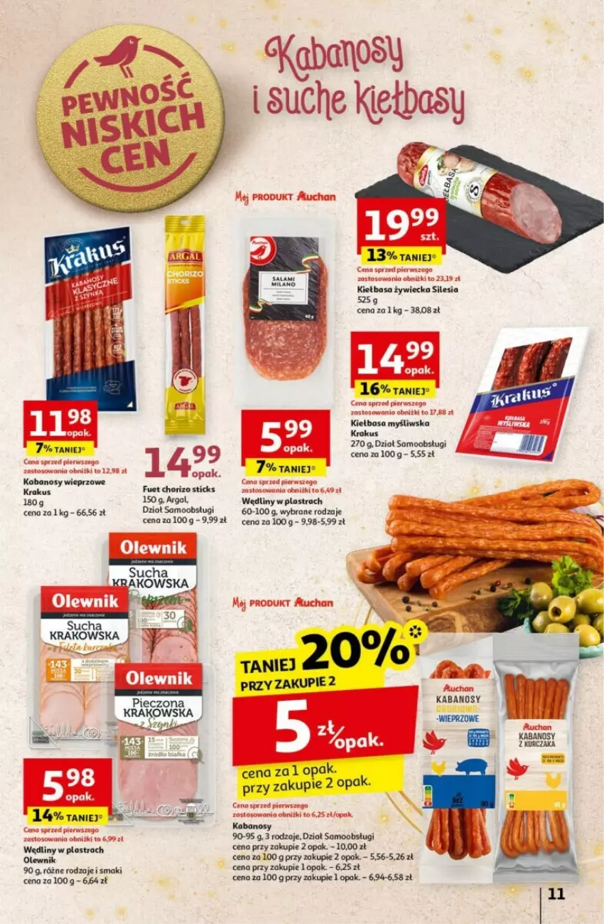 Gazetka promocyjna Auchan - ważna 12.12 do 18.12.2024 - strona 5 - produkty: Fa, Kabanos, Kiełbasa, Krakus, Kurczak, Olewnik, Piec