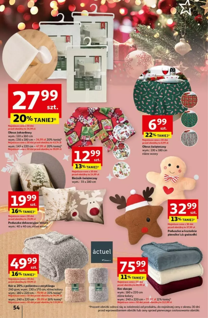 Gazetka promocyjna Auchan - ważna 12.12 do 18.12.2024 - strona 59 - produkty: Bieżnik, Koc, Obrus, Piernik, Poduszka, Poduszka dekoracyjna, Velvet