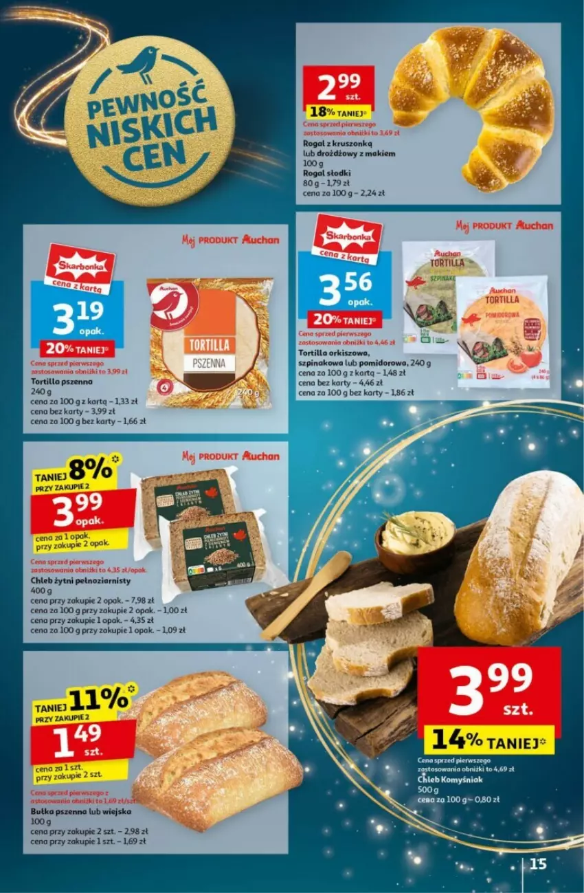 Gazetka promocyjna Auchan - ważna 12.12 do 18.12.2024 - strona 9 - produkty: Bułka, Chleb, Rogal, Szpinak, Tortilla