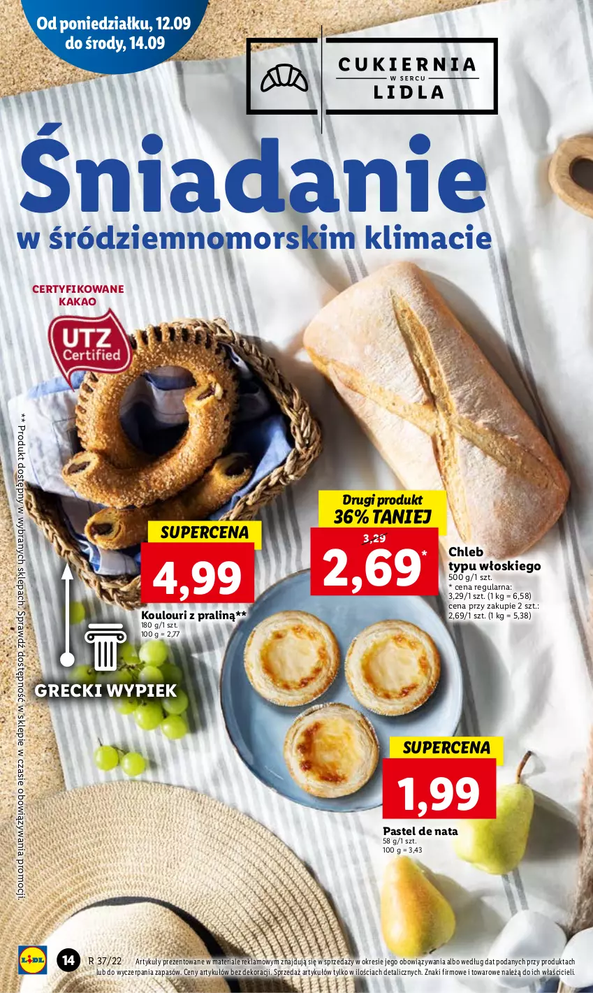 Gazetka promocyjna Lidl - GAZETKA - ważna 12.09 do 14.09.2022 - strona 16 - produkty: Chleb, Chleb typu włoskiego, Kakao