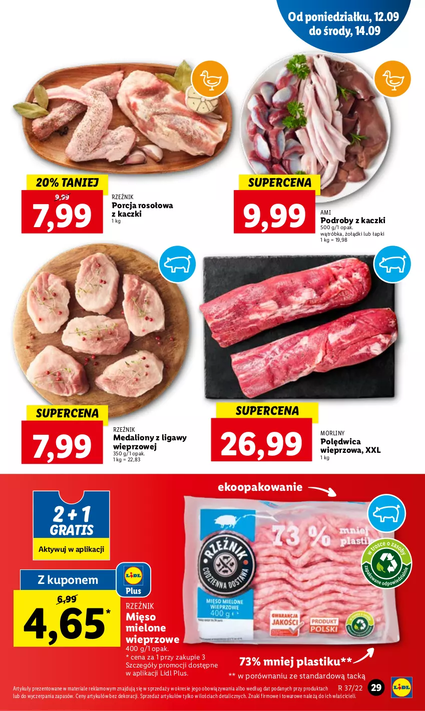 Gazetka promocyjna Lidl - GAZETKA - ważna 12.09 do 14.09.2022 - strona 31 - produkty: Gra, Lion, Mięso, Mięso mielone, Morliny, Podroby z kaczki, Polędwica, Por