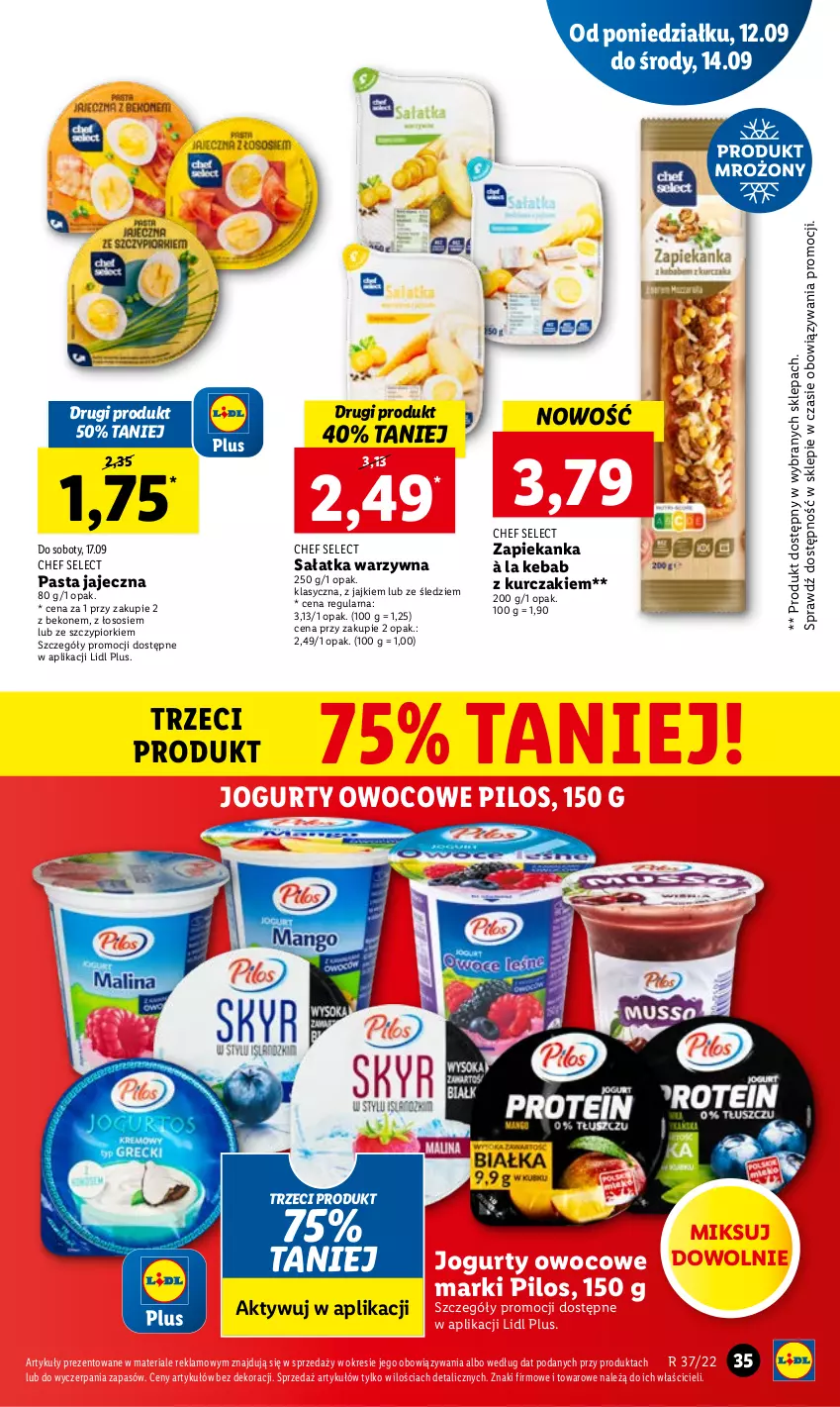 Gazetka promocyjna Lidl - GAZETKA - ważna 12.09 do 14.09.2022 - strona 37 - produkty: Beko, Jogurt, Kebab, Kurczak, Pilos, Sałat, Sałatka, Sałatka warzywna, Sos, Zapiekanka