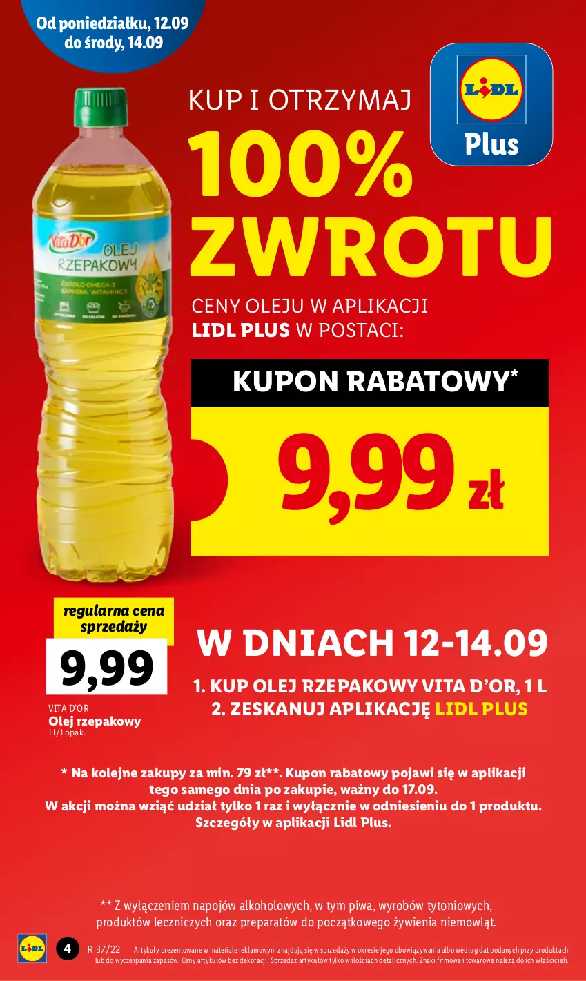 Gazetka promocyjna Lidl - GAZETKA - ważna 12.09 do 14.09.2022 - strona 4 - produkty: Olej, Olej rzepakowy, Piwa, Znicz