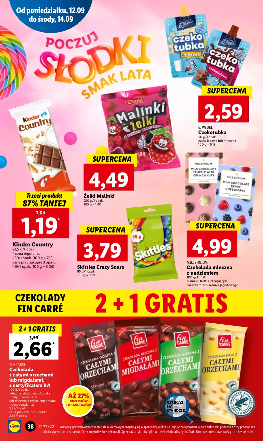 Gazetka promocyjna Lidl - GAZETKA - ważna 12.09 do 14.09.2022 - strona 40 - produkty: Czekolada, Czekolada mleczna, Deser, E. Wedel, Gra, Kinder, Ser