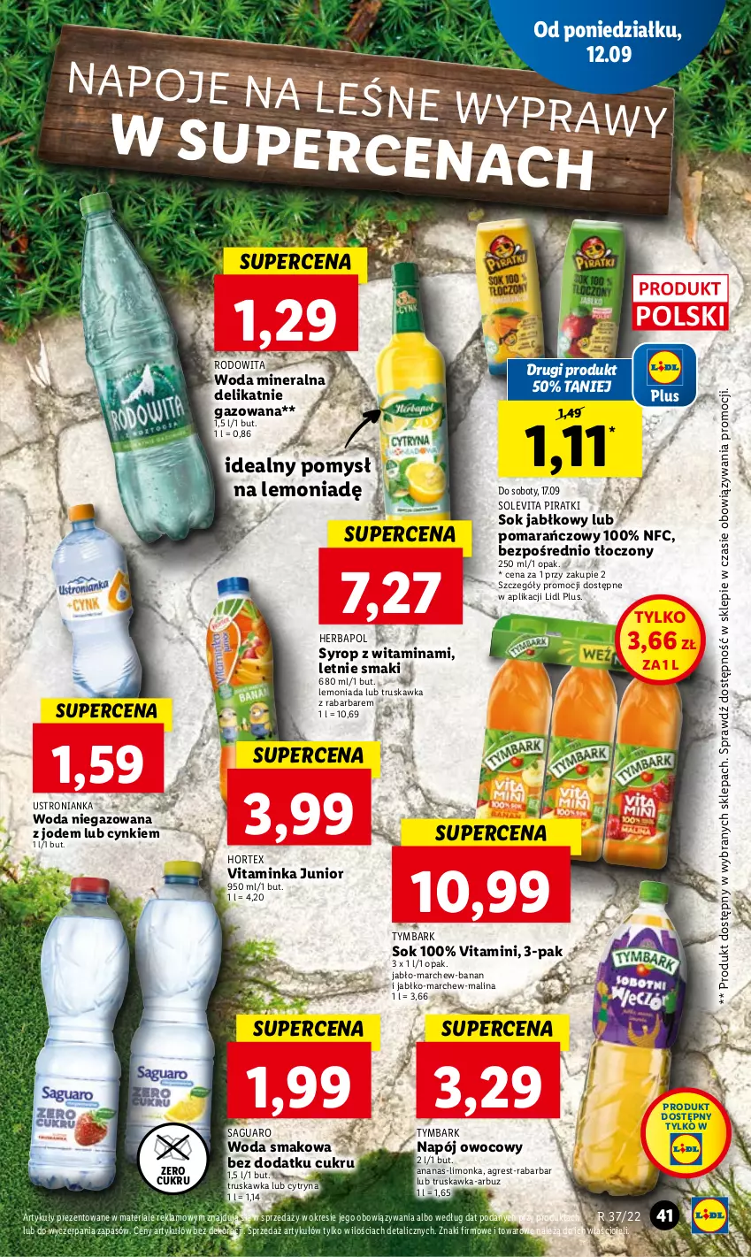 Gazetka promocyjna Lidl - GAZETKA - ważna 12.09 do 14.09.2022 - strona 43 - produkty: Ananas, Arbuz, Cynk, Gres, Herbapol, Hortex, Inka, Lemoniada, Limonka, Napój, Napoje, Sok, Sok jabłkowy, Syrop, Tymbark, Woda, Woda mineralna, Woda niegazowana