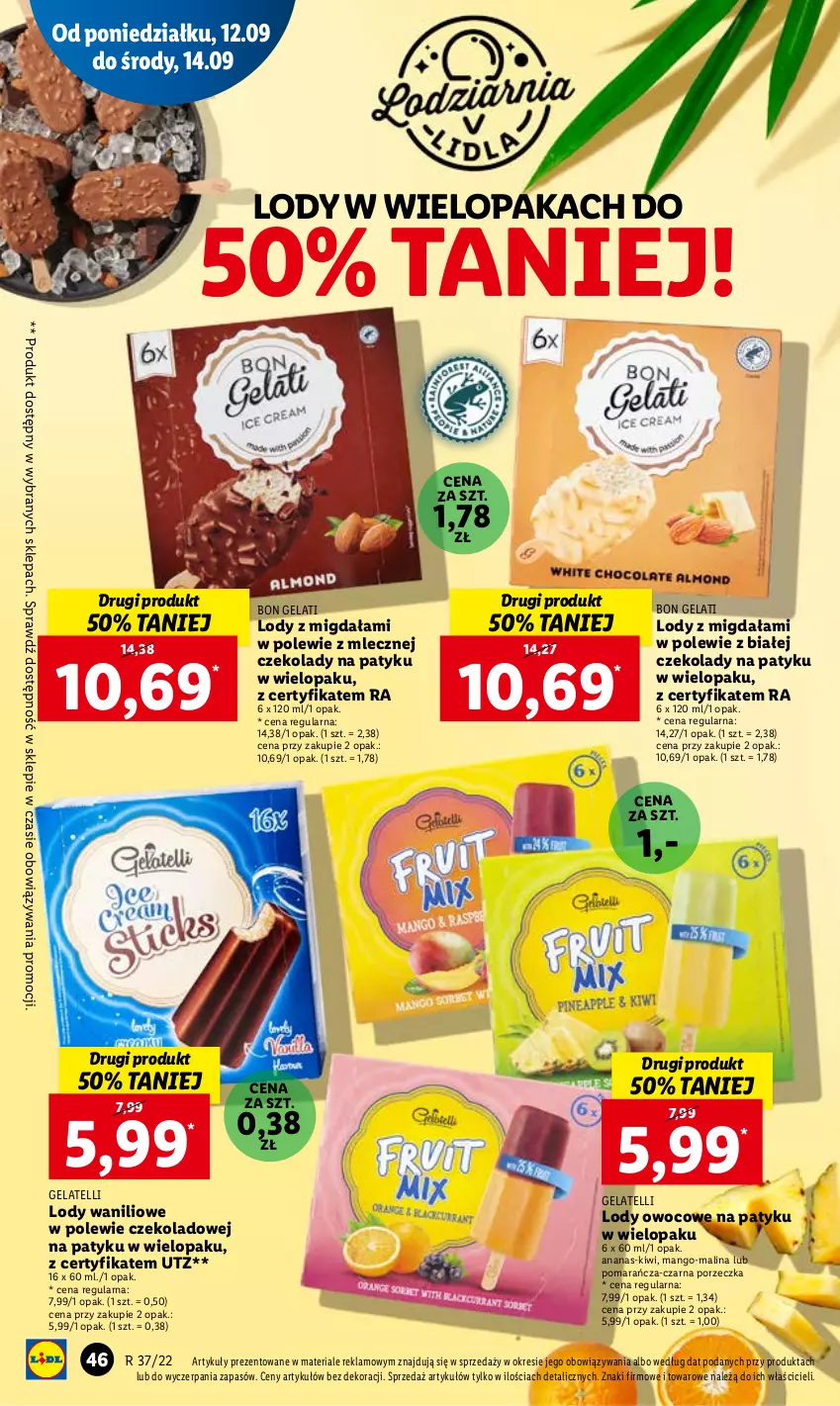 Gazetka promocyjna Lidl - GAZETKA - ważna 12.09 do 14.09.2022 - strona 48 - produkty: Ananas, Kiwi, Lody, Mango, Por