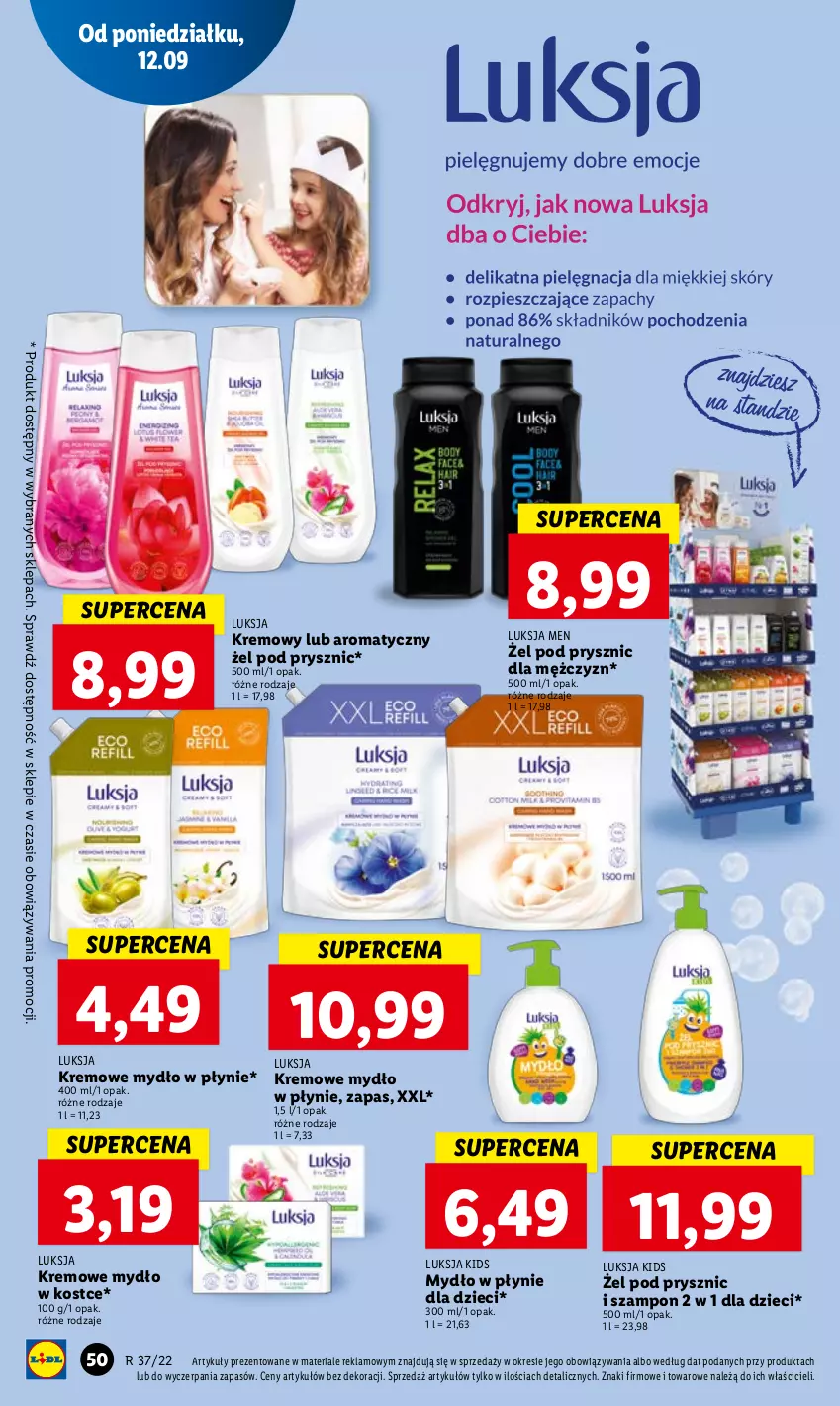 Gazetka promocyjna Lidl - GAZETKA - ważna 12.09 do 14.09.2022 - strona 52 - produkty: Dzieci, Luksja, Mydło, Mydło w płynie, Szampon