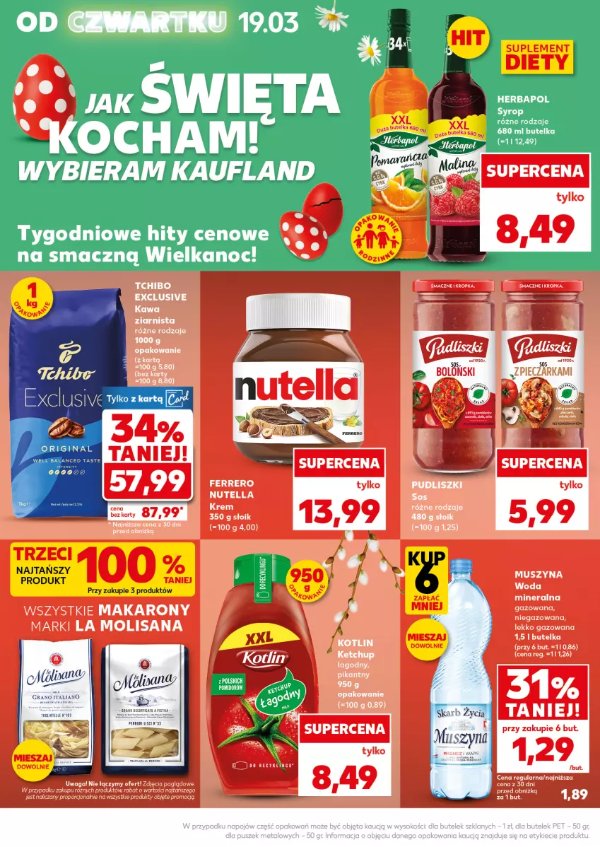 Gazetka promocyjna Kaufland - Mocny Start - ważna 23.03 do 25.03.2026 - strona 8 - produkty: Fa, Ferrero, Herbapol, Isana, Koc, Kotlin, LG, Makaron, Mus, Nutella, Piec, Pieczarka, Pudliszki, Syrop, Szyna, Tchibo, Woda, Woda mineralna
