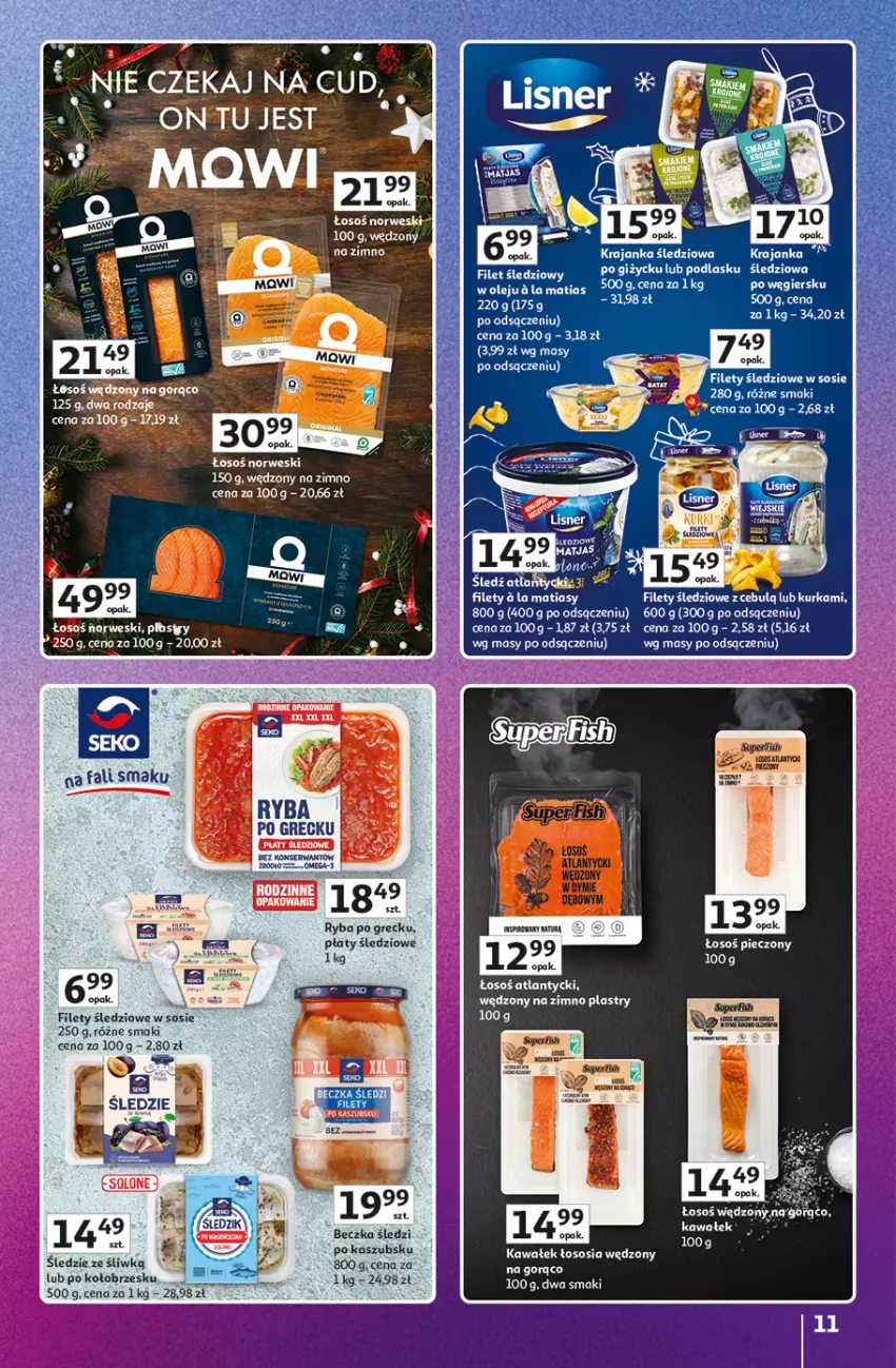 Gazetka promocyjna Auchan - Znane Marki duży wybór Hipermarket - ważna 04.12 do 14.12.2025 - strona 11 - produkty: Fa, Kawa, Krajanka śledziowa, Olej, Piec, Płaty śledziowe, Ryba, Ryba po grecku, Sos, Top, Wałek