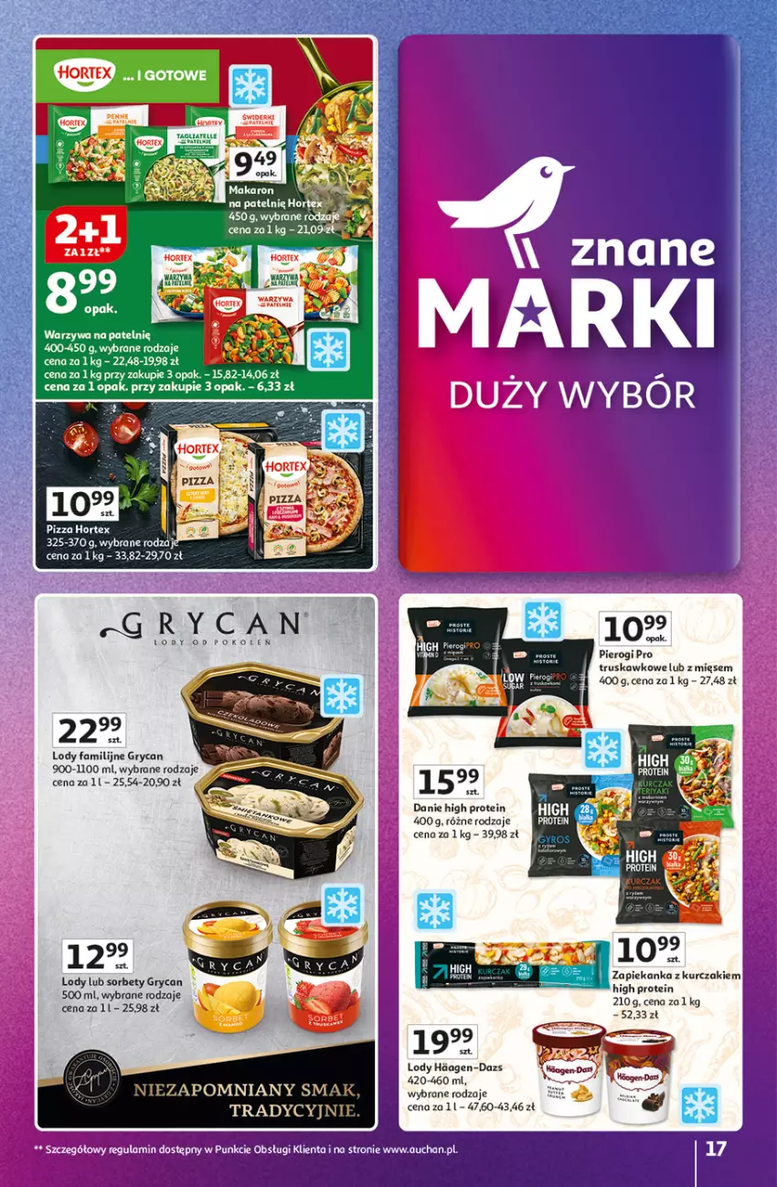 Gazetka promocyjna Auchan - Znane Marki duży wybór Hipermarket - ważna 04.12 do 14.12.2025 - strona 17 - produkty: Fa, Gry, Hortex, Kurczak, Lody, Makaron, Pierogi, Warzywa, Zapiekanka