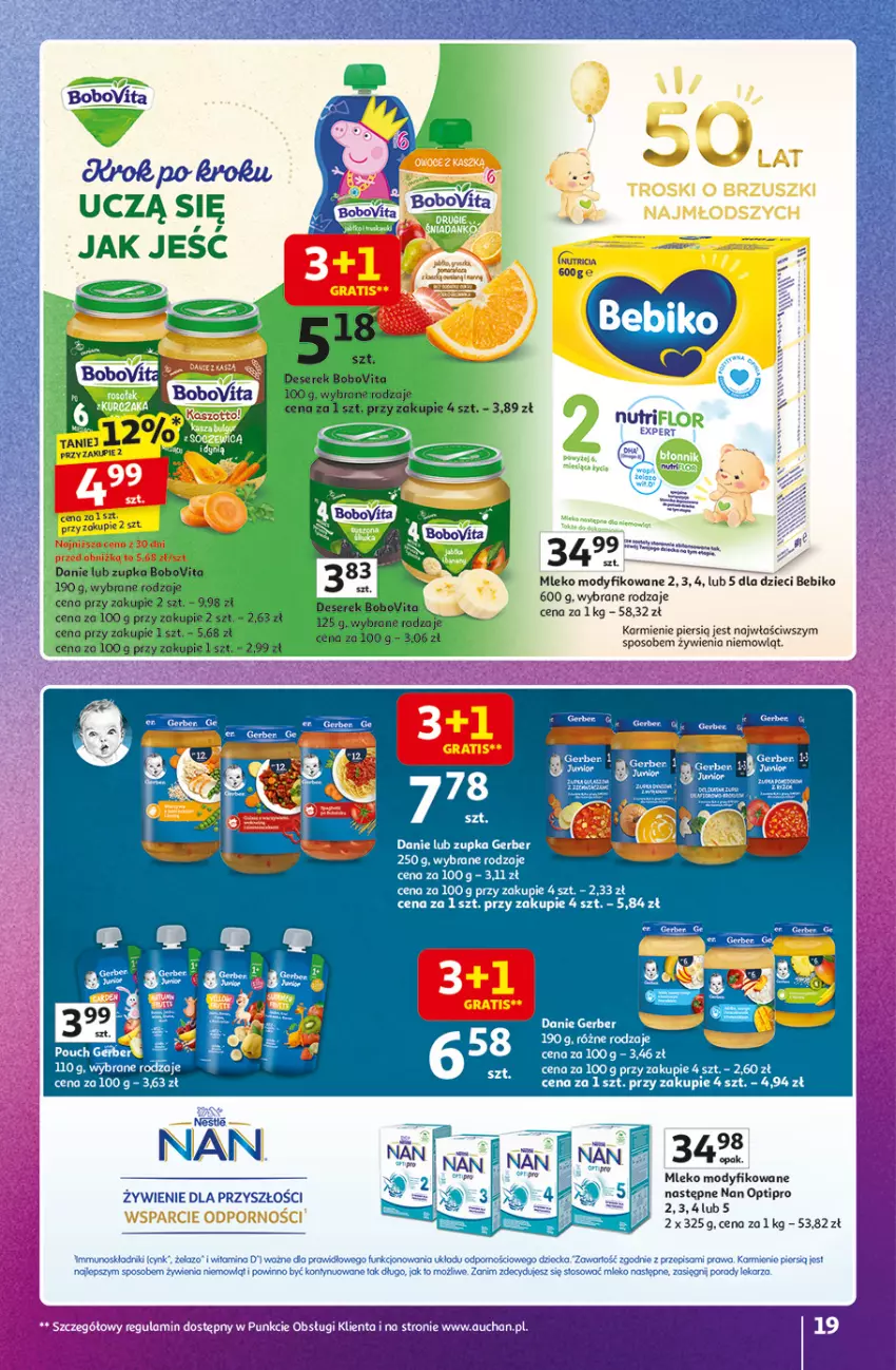 Gazetka promocyjna Auchan - Znane Marki duży wybór Hipermarket - ważna 04.12 do 14.12.2025 - strona 19 - produkty: Bebiko, Cynk, Dzieci, Gerber, Karmi, Mleko, Mleko modyfikowane, NAN Optipro, O nas, Por, Sok, Woda