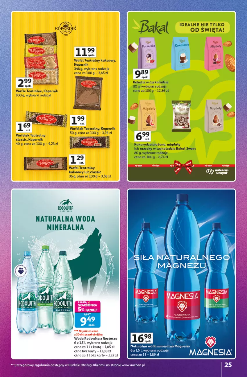 Gazetka promocyjna Auchan - Znane Marki duży wybór Hipermarket - ważna 04.12 do 14.12.2025 - strona 25 - produkty: Kakao, Kukurydza, Migdały, Orzechy w czekoladzie, Por, Wafelek, Wafle, Woda, Woda mineralna