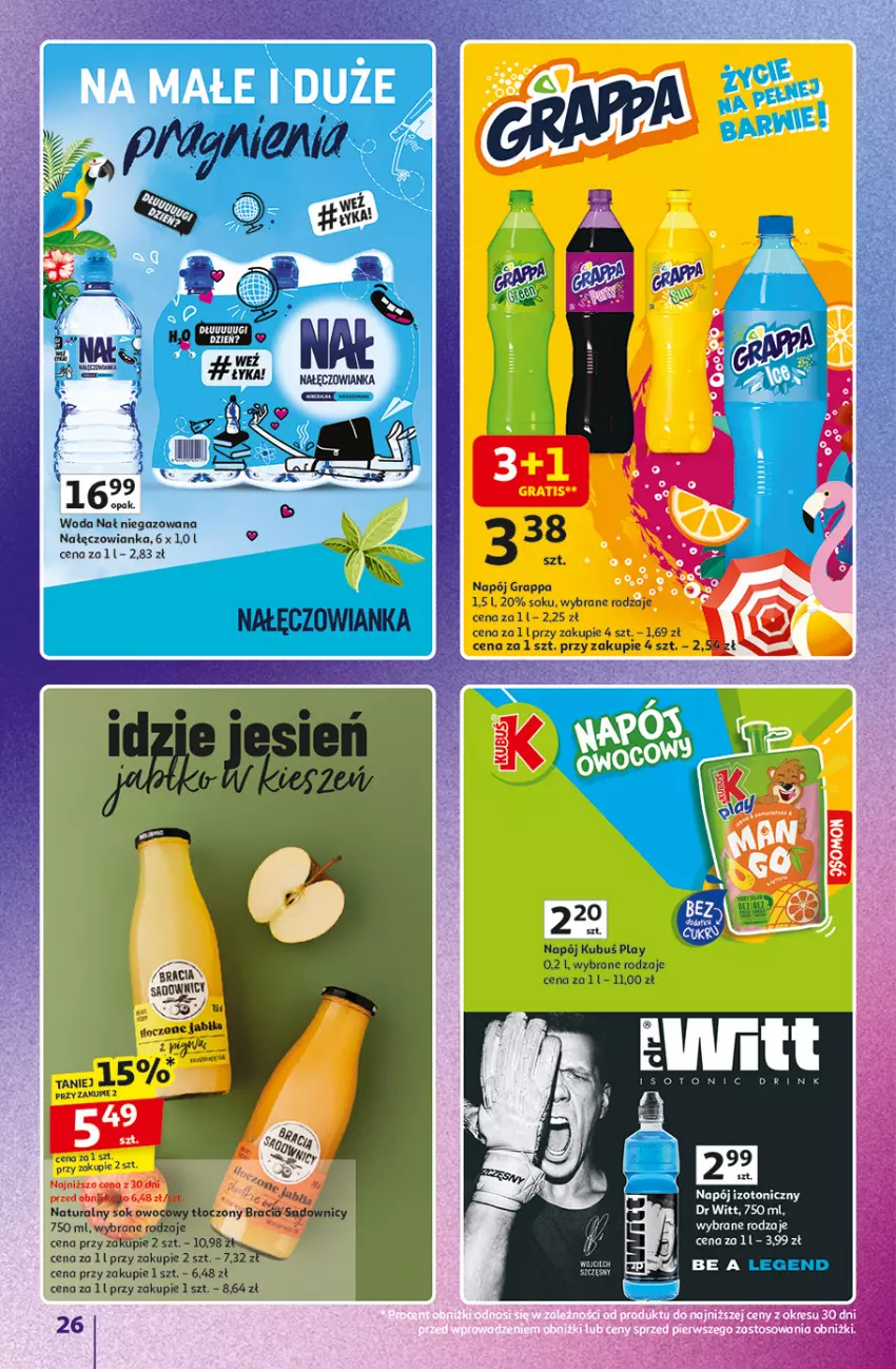 Gazetka promocyjna Auchan - Znane Marki duży wybór Hipermarket - ważna 04.12 do 14.12.2025 - strona 26 - produkty: Gra, Grappa, Kubuś, Nałęczowianka, Napój, Sok, Woda