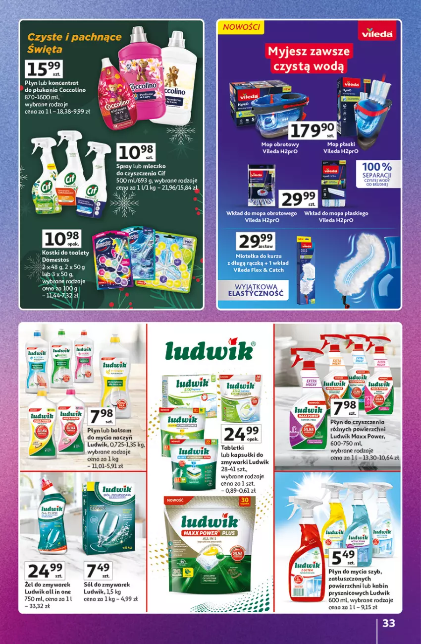 Gazetka promocyjna Auchan - Znane Marki duży wybór Hipermarket - ważna 04.12 do 14.12.2025 - strona 33 - produkty: Body, Cif, Do mycia naczyń, Ludwik, Mleczko, Płyn do mycia, Sól, Vileda