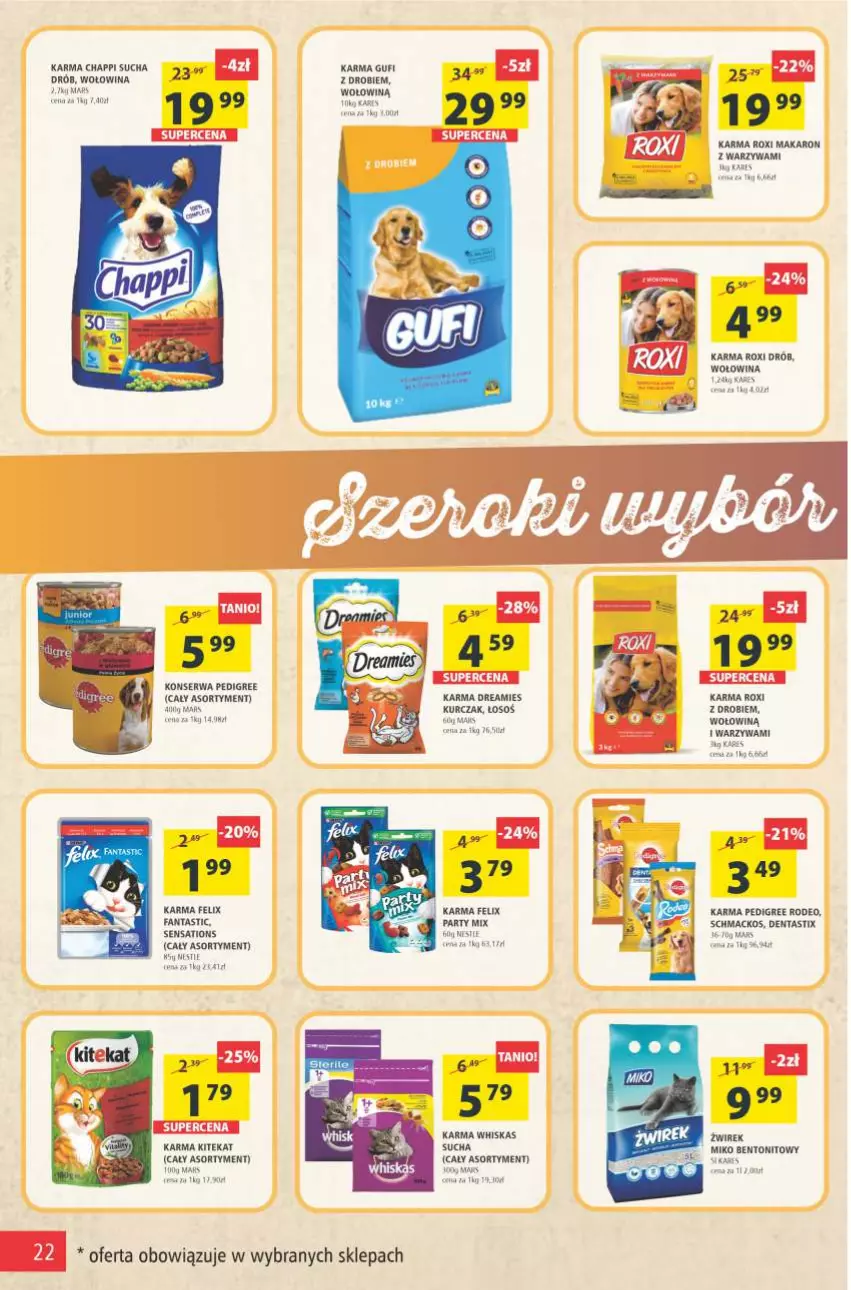 Gazetka promocyjna Arhelan - Gazetka - ważna 22.10 do 31.10.2021 - strona 22 - produkty: Chappi, Drób, Fa, Fanta, Felix, KiteKat, Kurczak, Makaron, Mars, Pedigree, Sati, Ser, Warzywa, Whiskas, Wołowina