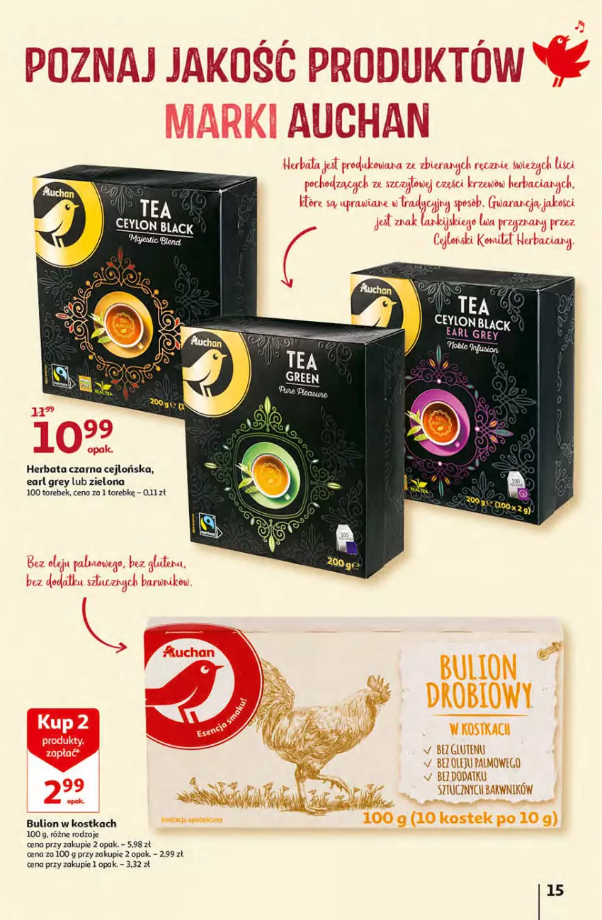 Gazetka promocyjna Auchan - przeNISKIE CENY Targi Wielkanocne Hipermarkety - ważna 31.03 do 06.04.2022 - strona 15 - produkty: Bulion, Earl Grey, Herbata, Herbata czarna, Lion