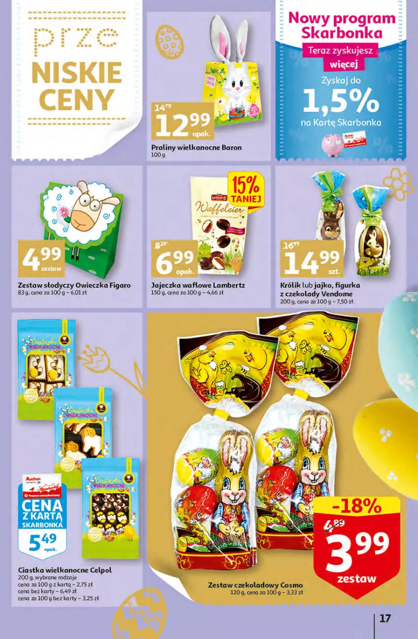 Gazetka promocyjna Auchan - przeNISKIE CENY Targi Wielkanocne Hipermarkety - ważna 31.03 do 06.04.2022 - strona 17 - produkty: Ciastka, Gra, Królik, Praliny