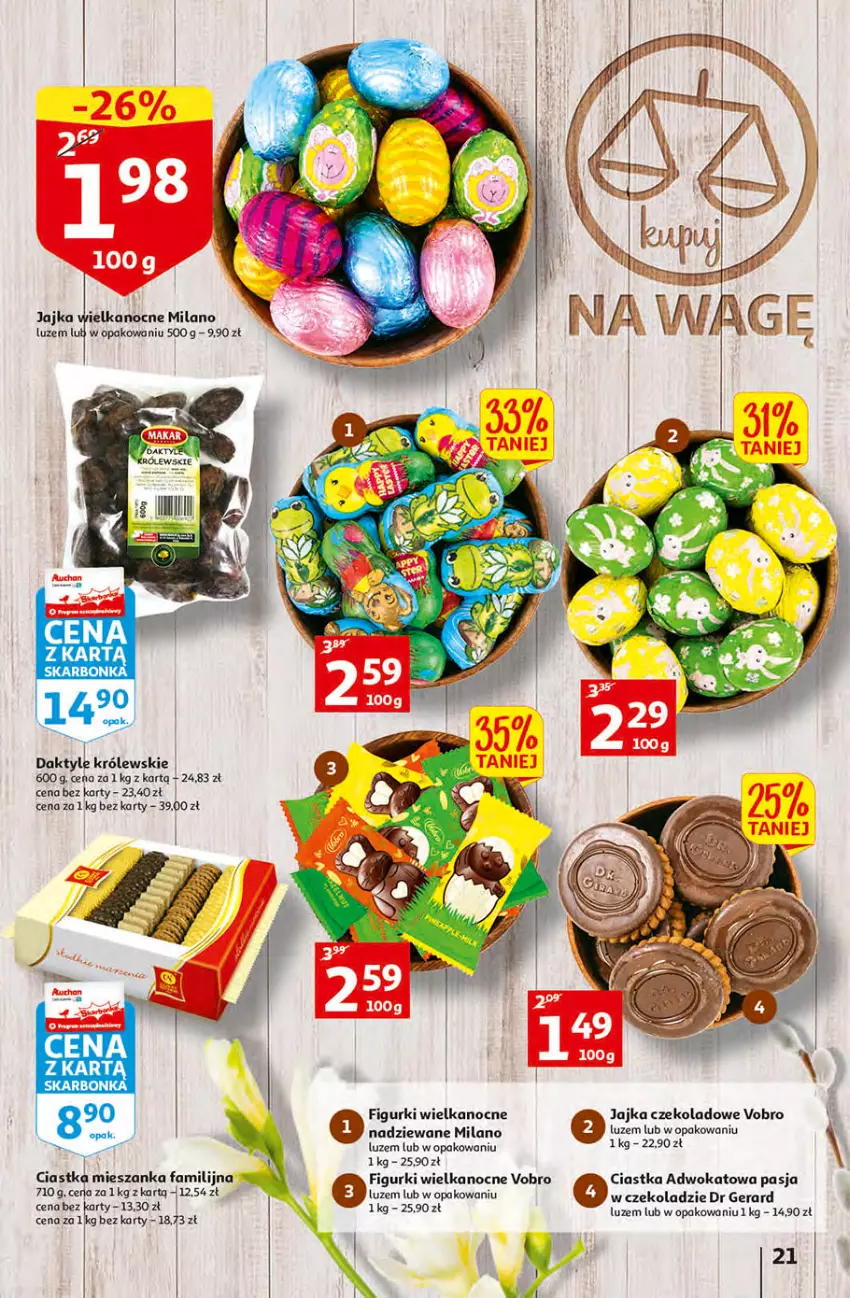 Gazetka promocyjna Auchan - przeNISKIE CENY Targi Wielkanocne Hipermarkety - ważna 31.03 do 06.04.2022 - strona 21 - produkty: Ciastka, Daktyle, Dr Gerard, Fa, Królewski