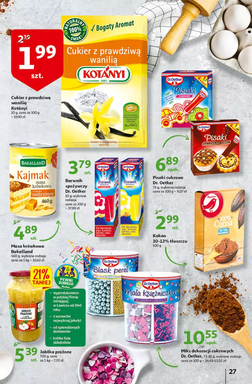 Gazetka promocyjna Auchan - przeNISKIE CENY Targi Wielkanocne Hipermarkety - ważna 31.03 do 06.04.2022 - strona 27 - produkty: Bakalland, Cukier, Dr. Oetker, Jabłka, Jabłka prażone, Kakao, Masa krówkowa