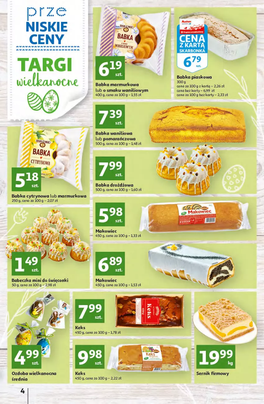 Gazetka promocyjna Auchan - przeNISKIE CENY Targi Wielkanocne Hipermarkety - ważna 31.03 do 06.04.2022 - strona 4 - produkty: Babka, LG, Makowiec, Ozdoba, Ser