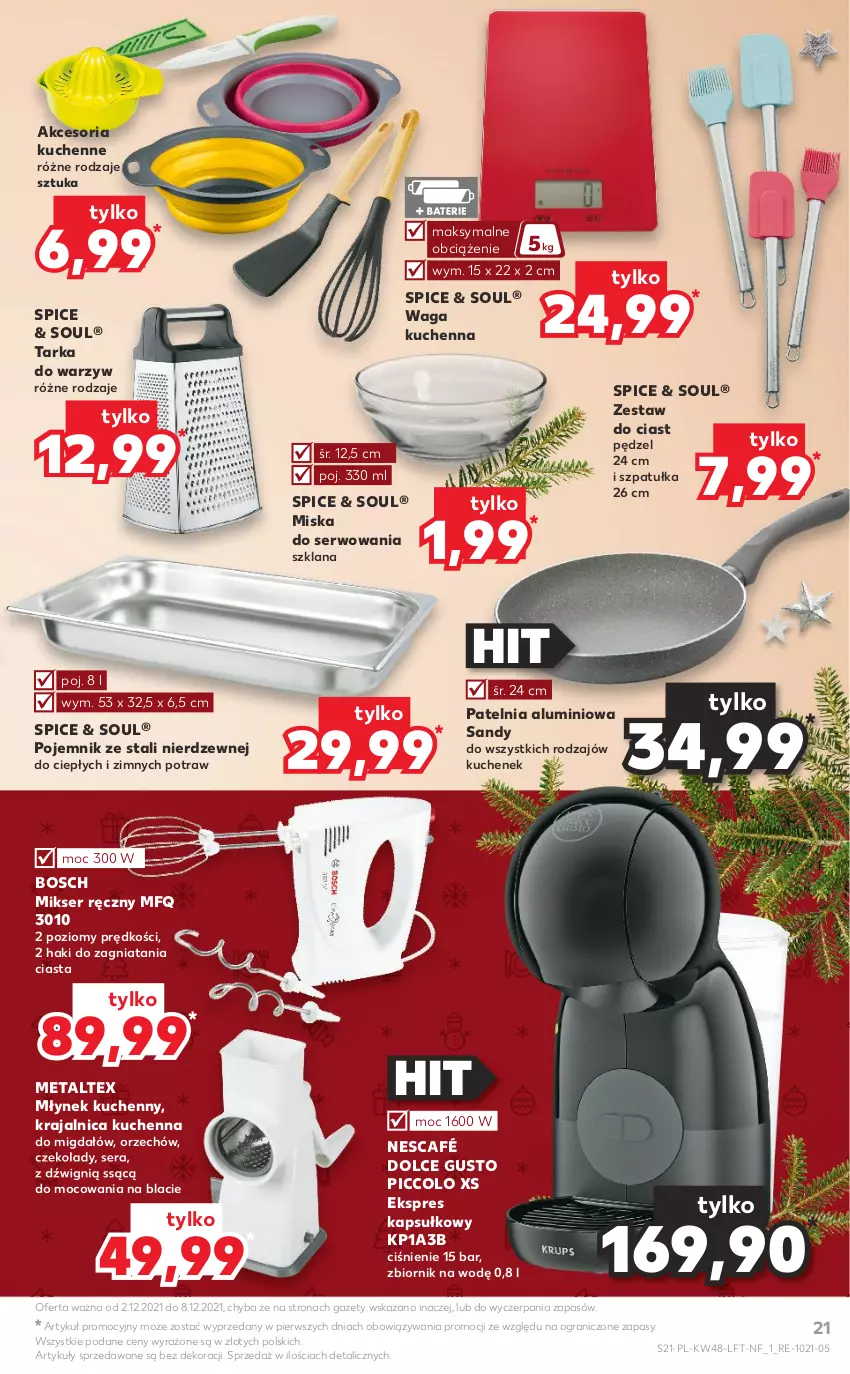 Gazetka promocyjna Kaufland - OFERTA TYGODNIA - ważna 02.12 do 08.12.2021 - strona 21 - produkty: Bosch, Dolce Gusto, Dźwig, Gra, LANA, Mikser, Mikser ręczny, Miska, Młynek, Nescafé, Patelnia, Pojemnik, Ser, Szpatułka, Tarka, Waga