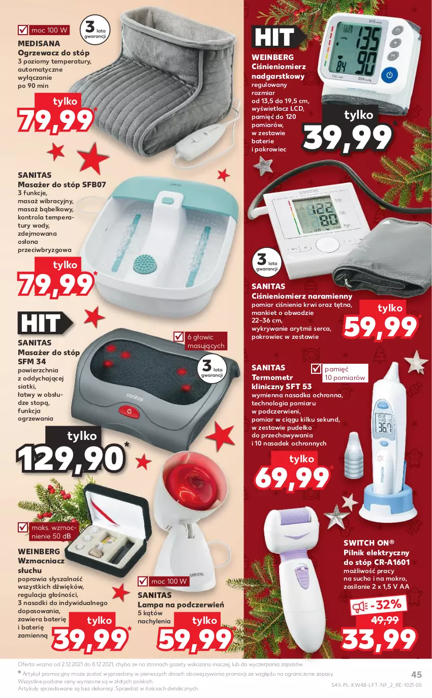 Gazetka promocyjna Kaufland - OFERTA TYGODNIA - ważna 02.12 do 08.12.2021 - strona 45 - produkty: Ciśnieniomierz, Gra, Isana, Lampa, Masażer, Pilnik, Pokrowiec, Pudełko, Ser, Silan, Szal, Termometr, Top, Wzmacniacz słuchu