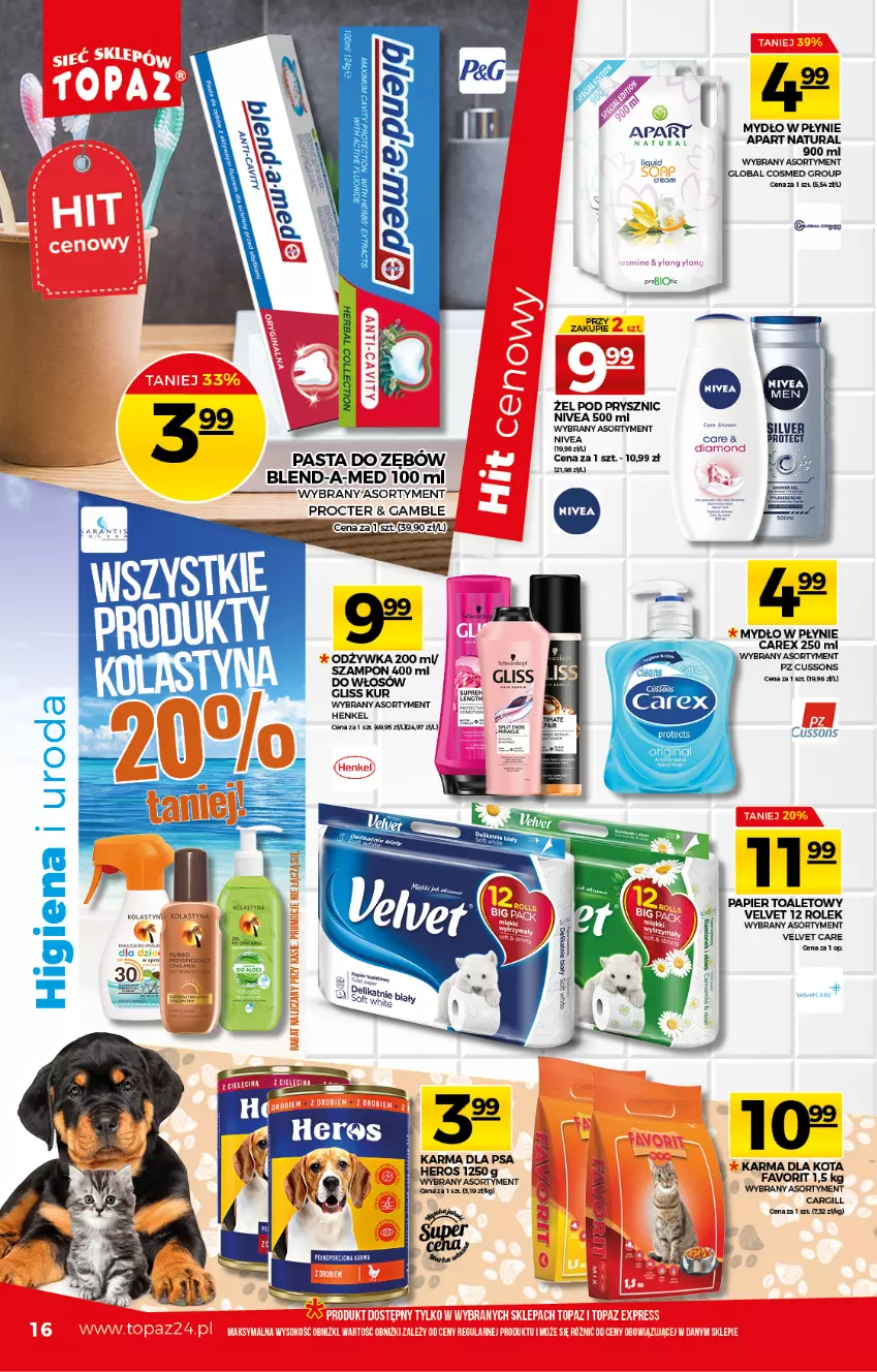 Gazetka promocyjna Topaz - Gazetka - ważna 27.05 do 02.06.2021 - strona 16 - produkty: Blend-a-Med, Fa, Gliss Kur, Mydło, Mydło w płynie, Nivea, Pasta do zębów