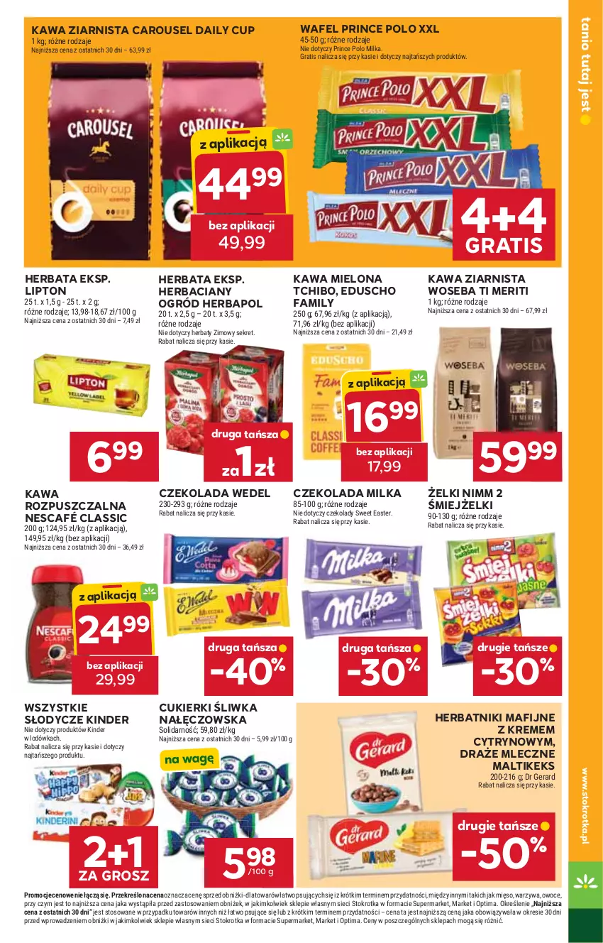 Gazetka promocyjna Stokrotka - Market - ważna 28.05 do 01.06.2026 - strona 19 - produkty: Cukier, Cukierki, Czekolada, Dr Gerard, Fa, Gra, Herbapol, Herbata, Herbatniki, Herbatniki Mafijne, Kawa, Kawa mielona, Kawa rozpuszczalna, Kawa ziarnista, Kinder, Kret, Lipton, Lodówka, Mięso, Milka, Nescafé, Ogród, Optima, Owoce, Prince Polo, Tchibo, Warzywa, Woseba