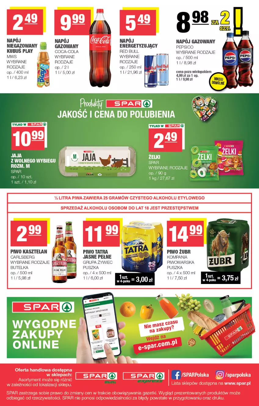 Gazetka promocyjna Spar - Spar-Mini - ważna 23.09 do 04.10.2026 - strona 4 - produkty: Carlsberg, Coca-Cola, Kasztelan, Napój, Napój gazowany, Pepsi, Piwo, Tatra