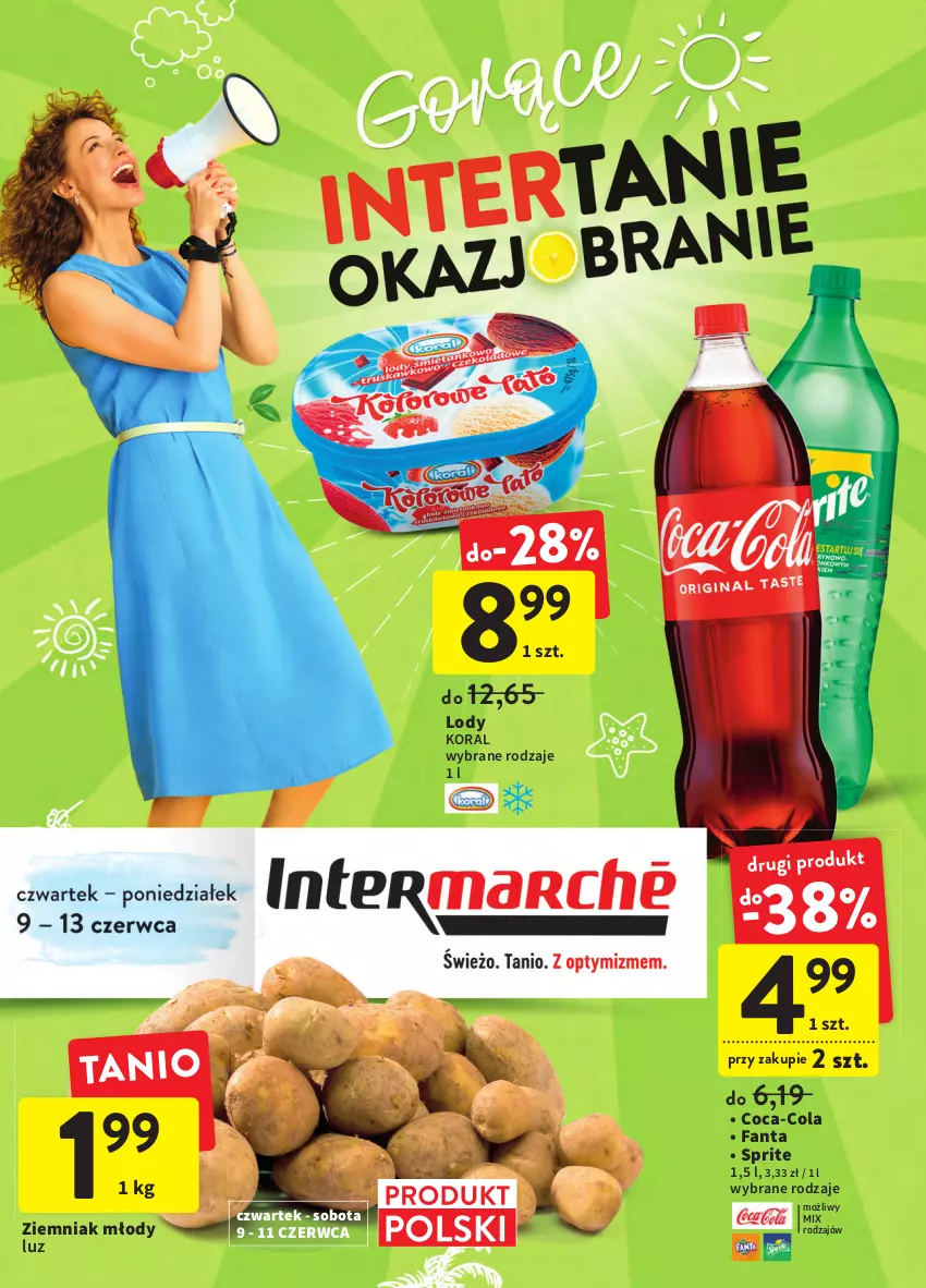 Gazetka promocyjna Intermarche - Okazjobranie - ważna 09.06 do 13.06.2022 - strona 1 - produkty: Coca-Cola, Fa, Fanta, Lody, Sprite