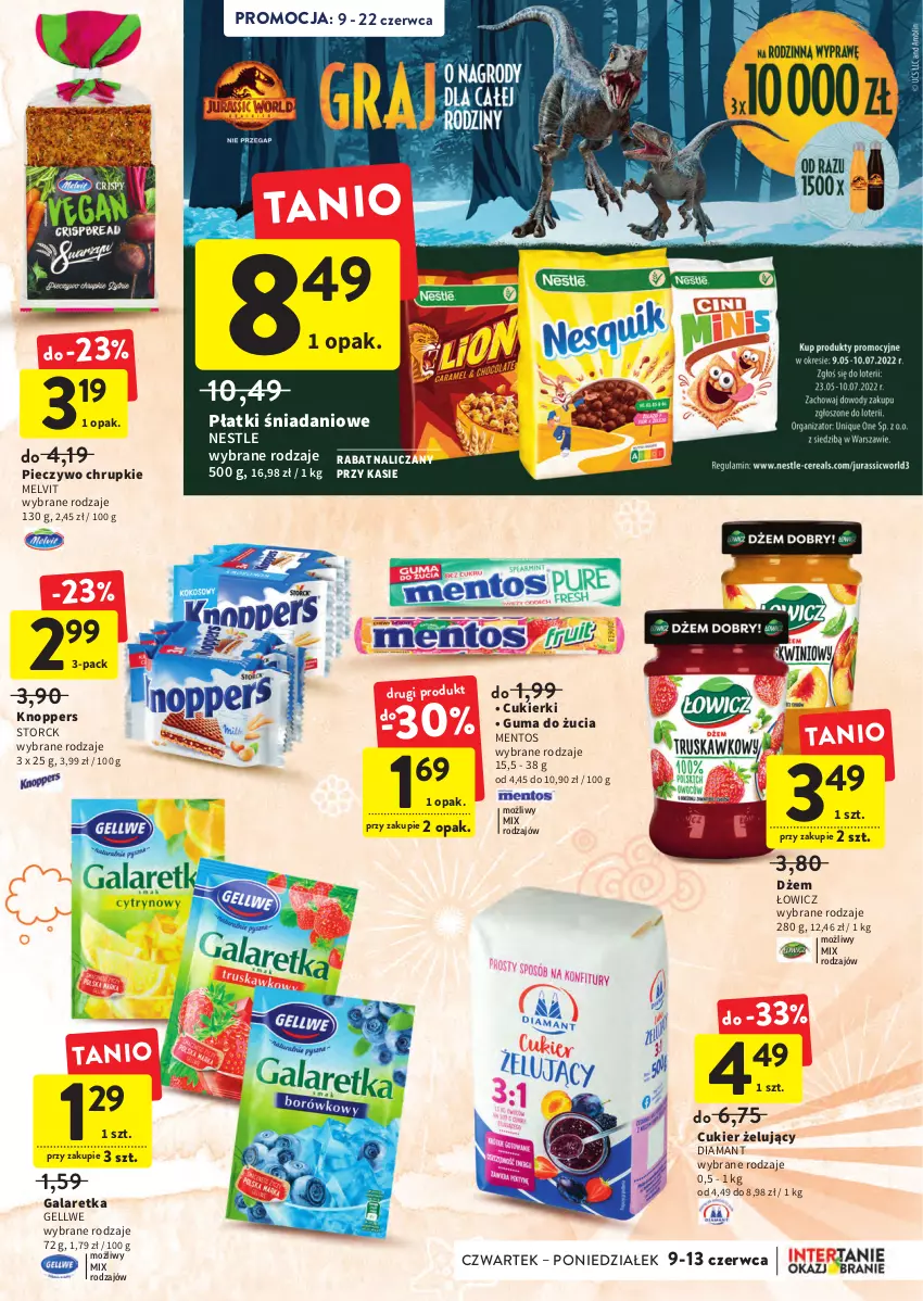 Gazetka promocyjna Intermarche - Okazjobranie - ważna 09.06 do 13.06.2022 - strona 29 - produkty: Chrupki, Cukier, Cukierki, Danio, Diamant, Dżem, Gala, Galaretka, Guma do żucia, Knoppers, Melvit, Mentos, Piec, Pieczywo, Pieczywo chrupkie