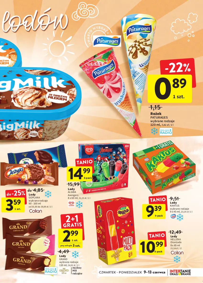 Gazetka promocyjna Intermarche - Okazjobranie - ważna 09.06 do 13.06.2022 - strona 5 - produkty: Algida, Avengers, Goplana, Gra, Hellena, Kaktus, LANA, LG, Lody, Oranżada