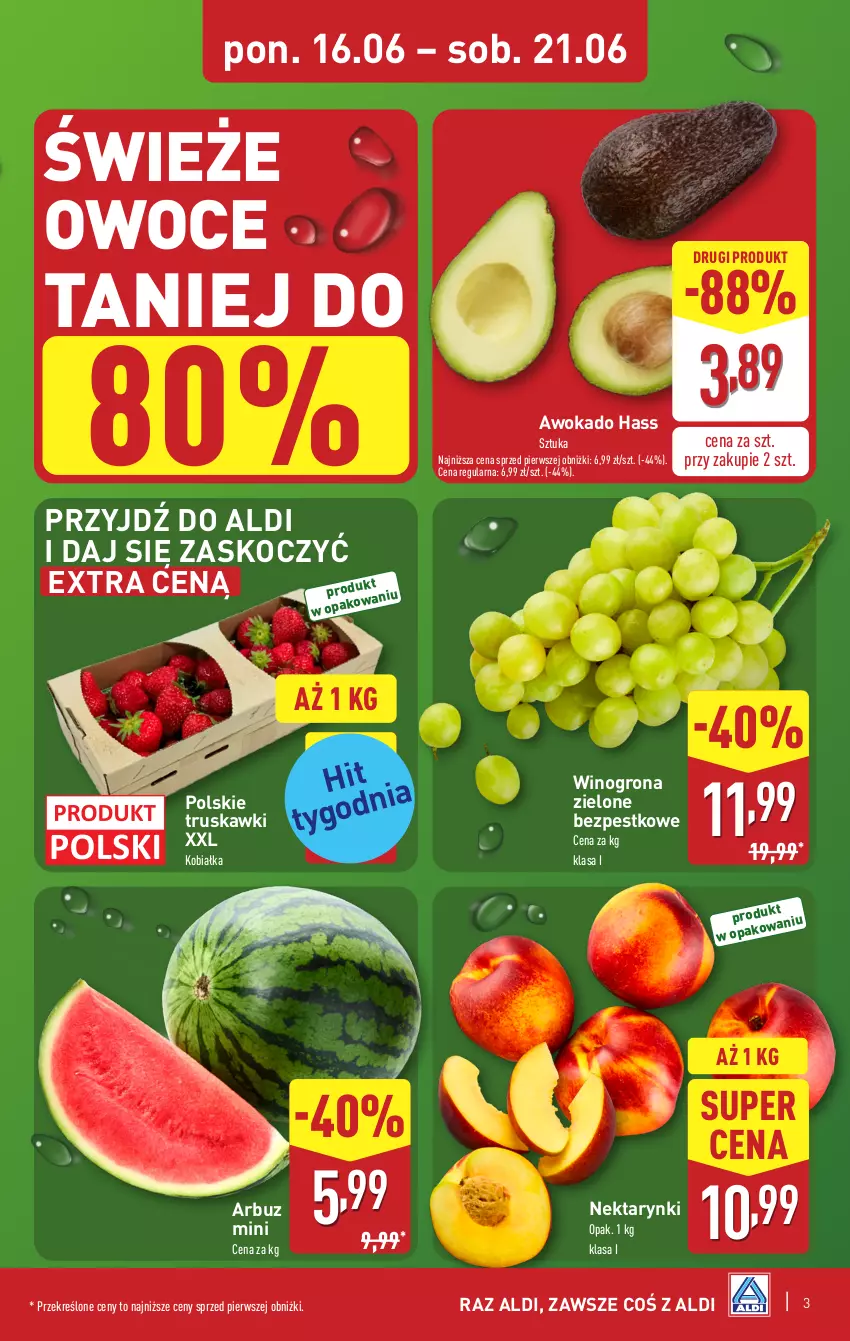 Gazetka promocyjna Aldi - Pełna oferta - ważna 16.06 do 21.06.2025 - strona 3 - produkty: Arbuz, Koc, Nektar, Owoce, Truskawki, Wino, Winogrona