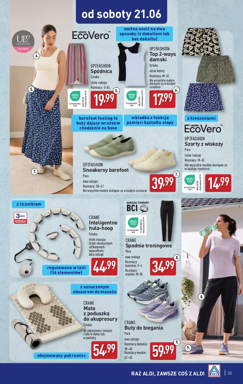 Gazetka promocyjna Aldi - Pełna oferta - ważna 16.06 do 21.06.2025 - strona 33 - produkty: Barefoot, Buty, Fa, Hoop, Intel, Pokrowiec, Sneakersy, Spódnica, Spodnie, Szorty, Top