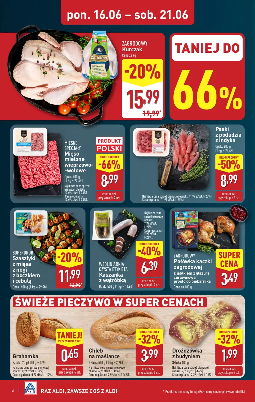 Gazetka promocyjna Aldi - Pełna oferta - ważna 16.06 do 21.06.2025 - strona 6 - produkty: Chleb, Gra, Kasza, Kaszanka, Kurczak, Lazur, Mięsne specjały, Mięso, Mięso mielone, Piec, Pieczywo, Piekarnik, Wino