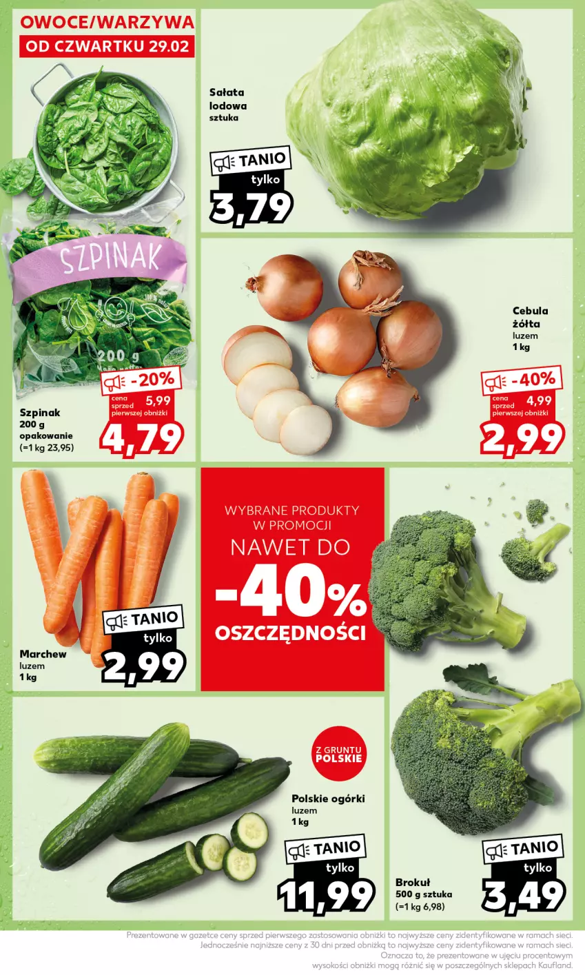 Gazetka promocyjna Kaufland - Kaufland - ważna 04.03 do 06.03.2024 - strona 14 - produkty: Cebula, Sałat, Szpinak