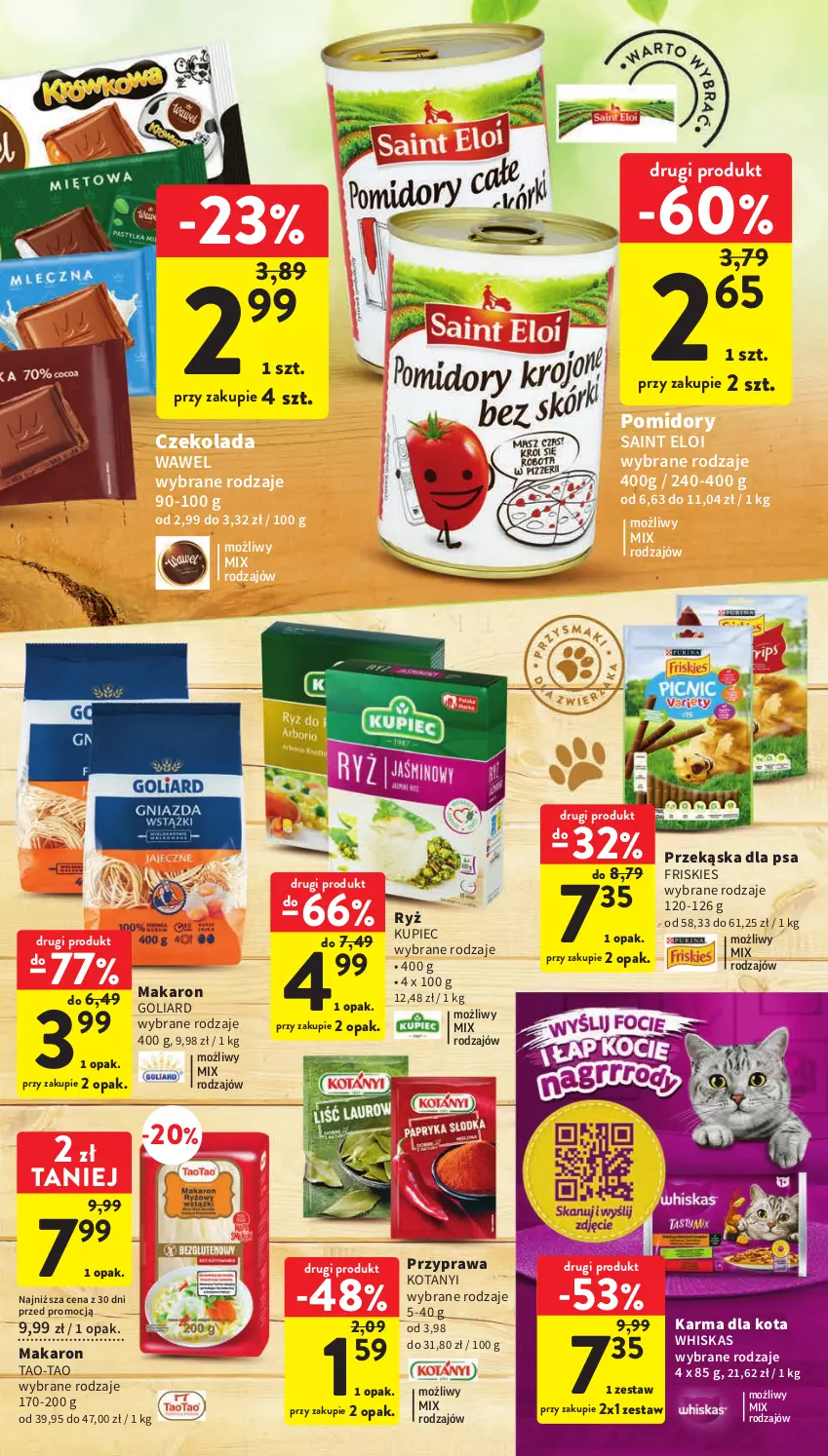 Gazetka promocyjna Intermarche - Gazetka Intermarche - ważna 01.06 do 05.06.2023 - strona 37 - produkty: Czekolada, Friskies, Goliard, Kupiec, Makaron, Piec, Pomidory, Ryż, Wawel, Whiskas