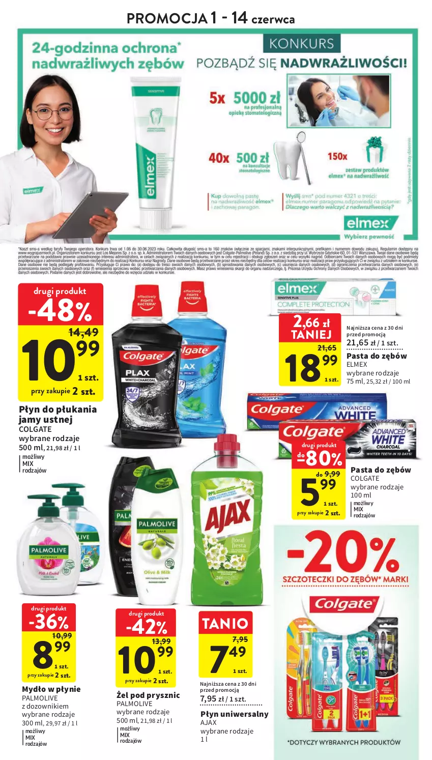 Gazetka promocyjna Intermarche - Gazetka Intermarche - ważna 01.06 do 05.06.2023 - strona 44 - produkty: Ajax, Colgate, Dozownik, Elmex, LG, Mydło, Mydło w płynie, Palmolive, Pasta do zębów, Płyn do płukania, Płyn do płukania jamy ustnej