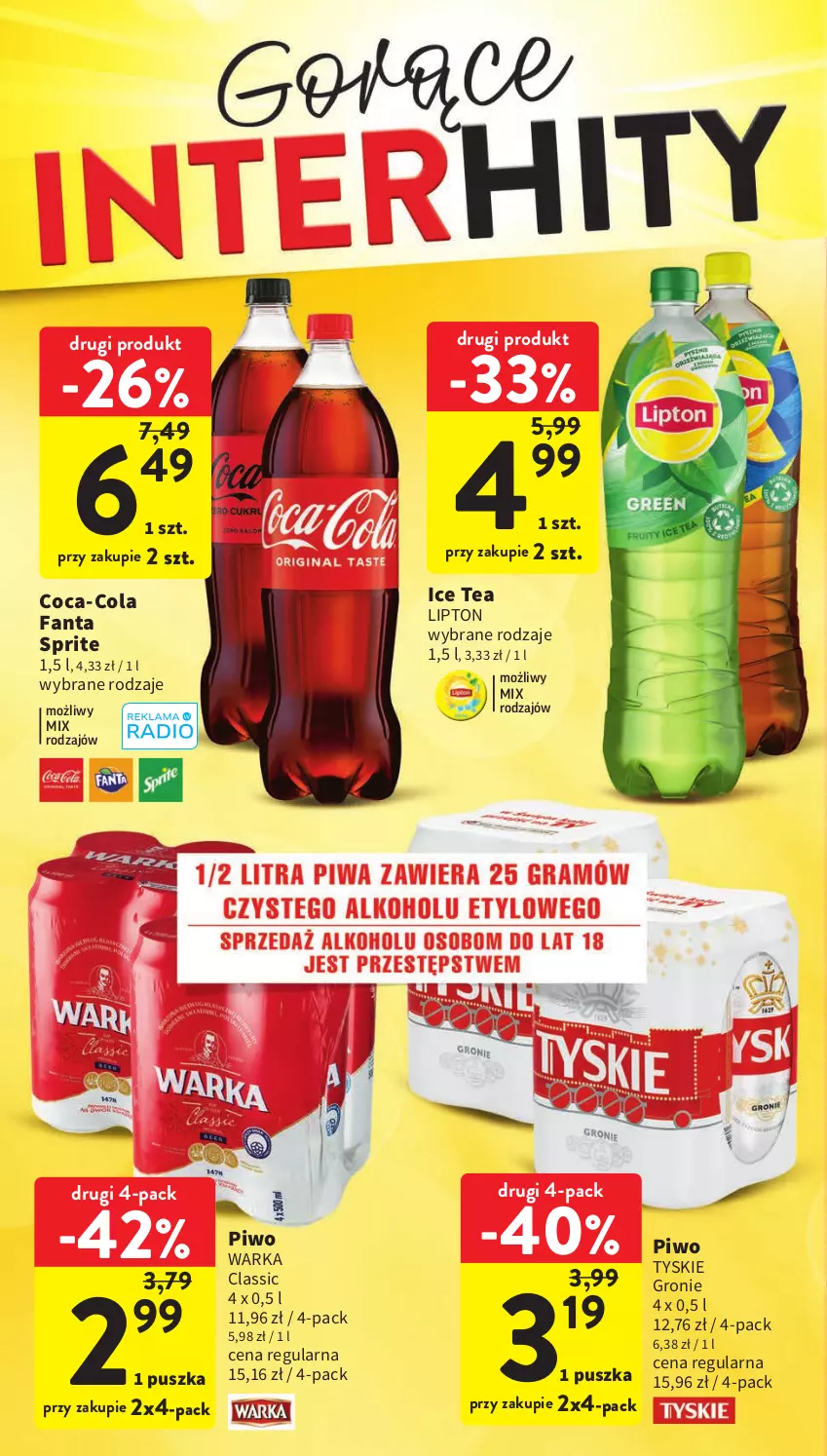 Gazetka promocyjna Intermarche - Gazetka Intermarche - ważna 01.06 do 05.06.2023 - strona 8 - produkty: Coca-Cola, Fa, Fanta, Ice tea, Lipton, Piwo, Sprite, Tyskie, Warka