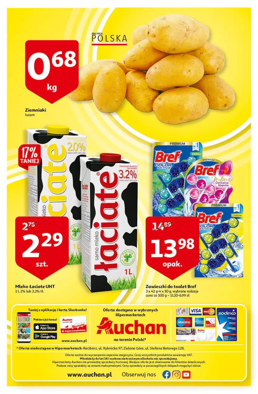 Gazetka promocyjna Auchan - Hiperoszczędzanie z aplikacją Auchan Hipermarkety - ważna 23.09 do 29.09.2021 - strona 32 - produkty: Bref, Fa, Mleko, Ser, Tera, Zawieszki, Ziemniaki