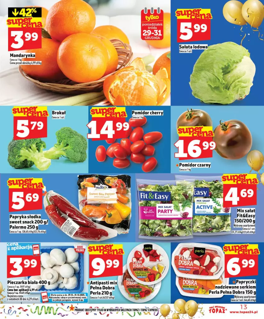 Gazetka promocyjna Topaz - Gazetka - ważna 27.12 do 31.12.2025 - strona 13 - produkty: Gra, Sałat, Ser, Top