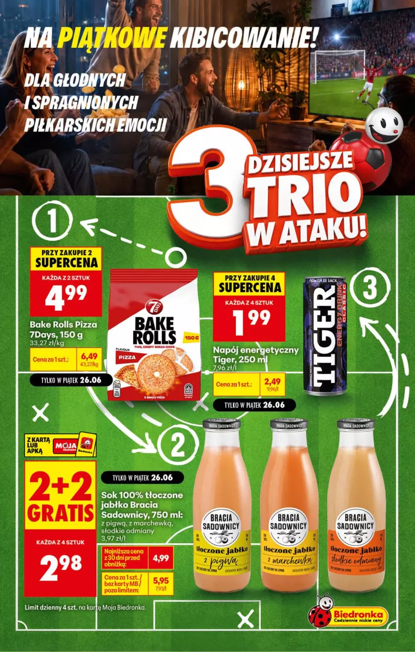 Gazetka promocyjna Biedronka - Gazetka - ważna 26.06 do 03.07.2026 - strona 1 - produkty: Bake Rolls, Gra, Pizza, Sok, Tiger