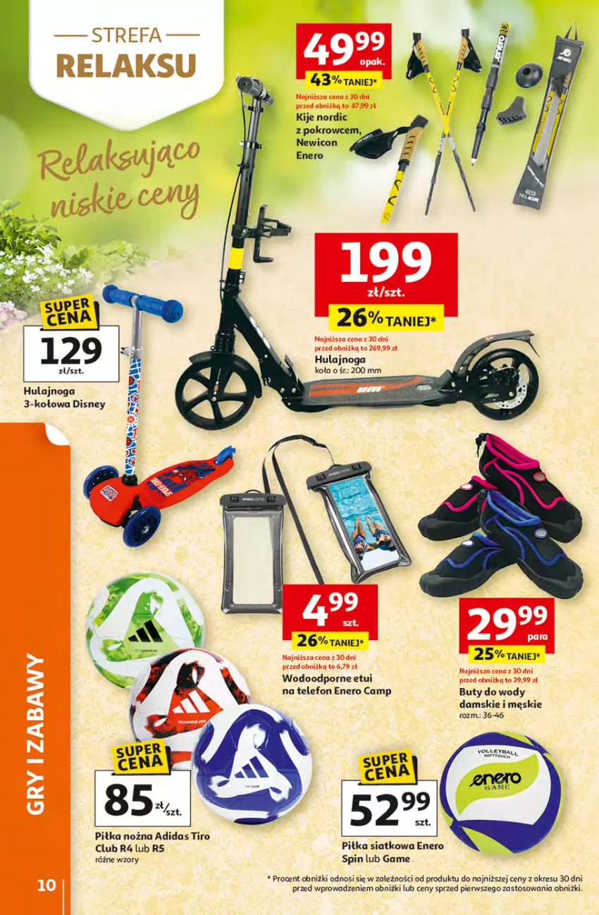 Gazetka promocyjna Auchan - 30 Lat Hipermarket - ważna 16.04 do 22.04.2026 - strona 10 - produkty: Adidas, Buty, Buty do wody, Disney, Hulajnoga, Kije, Noż, Por, Telefon