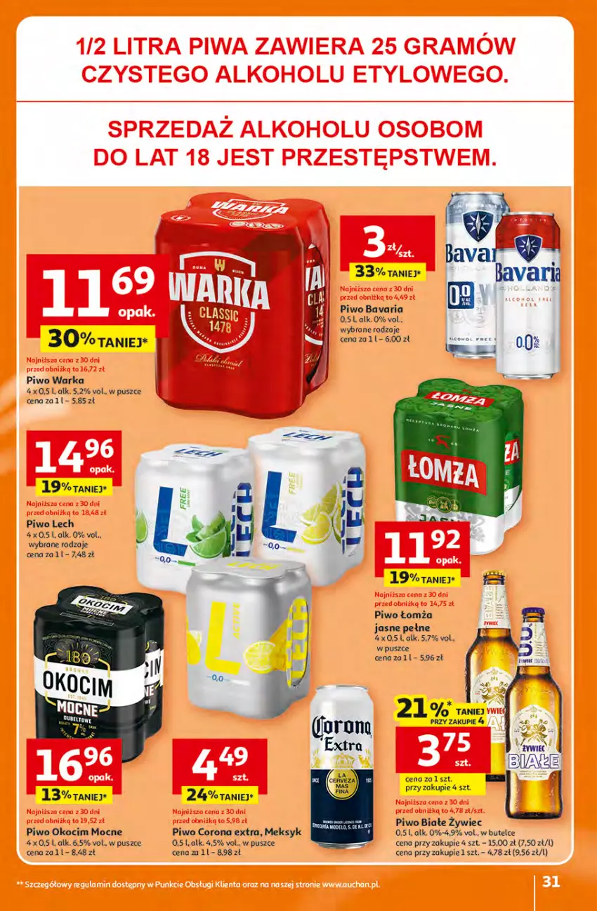 Gazetka promocyjna Auchan - 30 Lat Hipermarket - ważna 16.04 do 22.04.2026 - strona 31 - produkty: Corona Extra, Koc, Okocim, Piwo, Warka