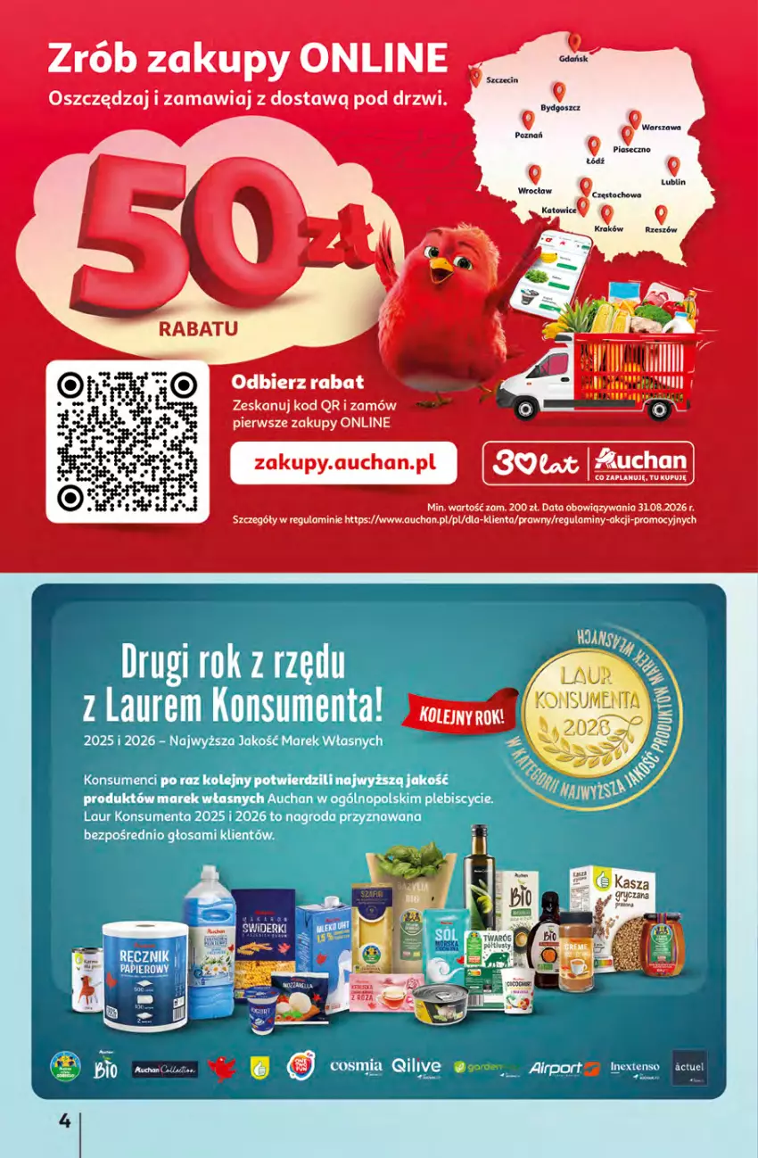 Gazetka promocyjna Auchan - 30 Lat Hipermarket - ważna 16.04 do 22.04.2026 - strona 4 - produkty: Laur, Olej, Papier