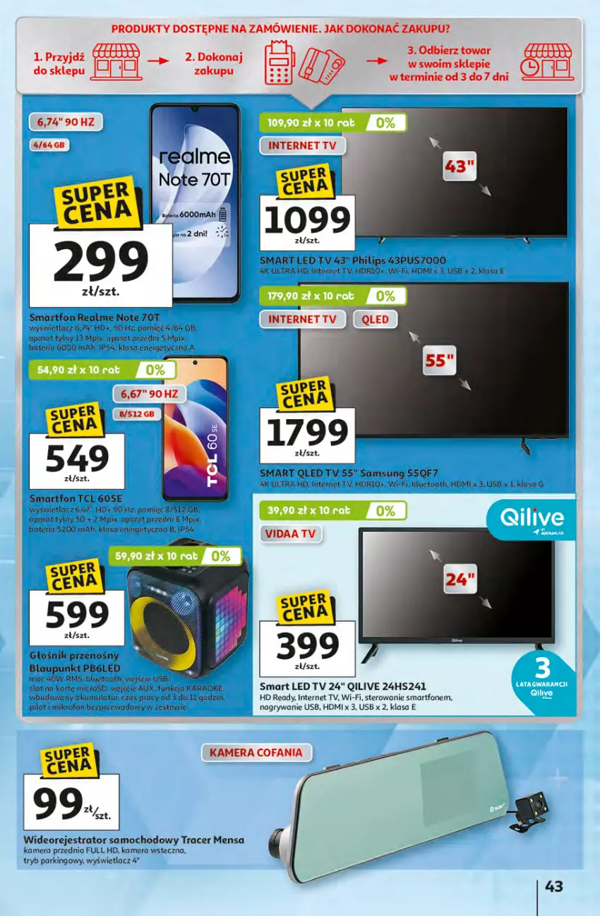 Gazetka promocyjna Auchan - 30 Lat Hipermarket - ważna 16.04 do 22.04.2026 - strona 43 - produkty: Acer, Bateria, Fa, Głośnik, Gry, HD ready, Kamera, LED TV, Philips, Samsung, Smartfon, Wideorejestrator