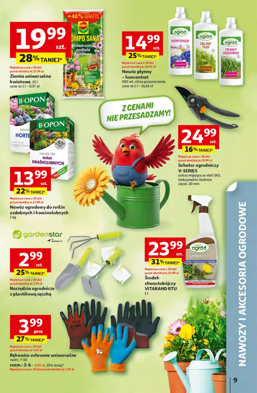 Gazetka promocyjna Auchan - 30 Lat Hipermarket - ważna 16.04 do 22.04.2026 - strona 9 - produkty: Nawóz, Ogród, Rękawice, Rękawice ochronne, Sekator, Ser