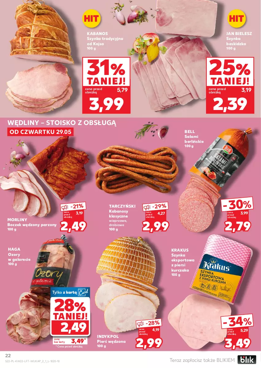 Gazetka promocyjna Kaufland - Gazetka tygodnia - ważna 29.05 do 04.06.2025 - strona 22 - produkty: Bell, Boczek, Gala, Kabanos, Krakus, Kurczak, Morliny, Por, Salami, Sport, Szynka, Tarczyński, Tera